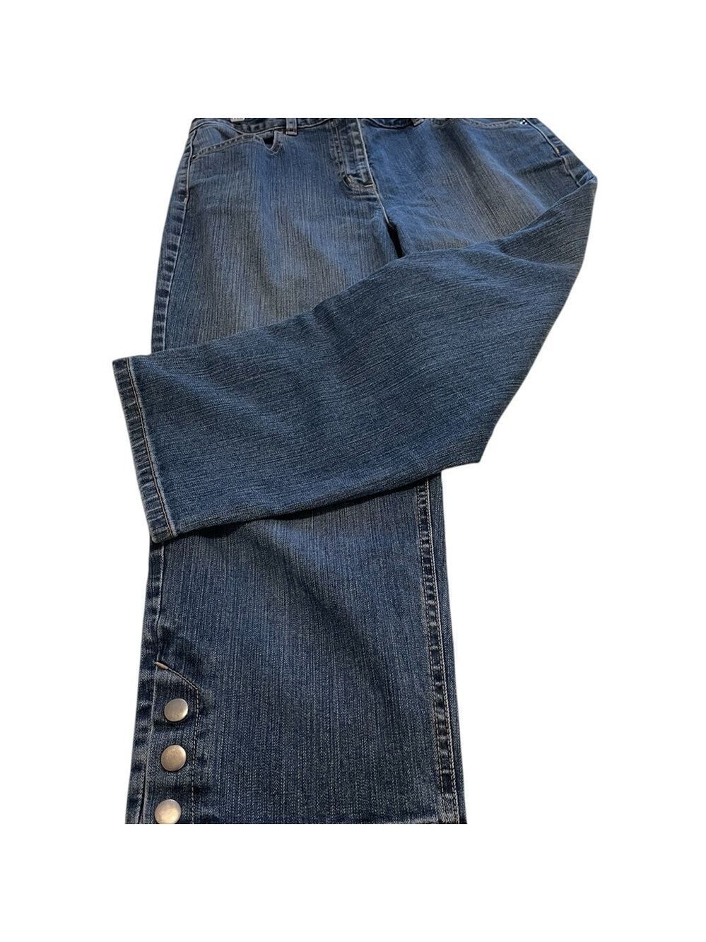 Talbot’s Crop Straight Leg Stretch Jeans, Size 10, Faded Denim, Button Detail - Picture 6 of 10